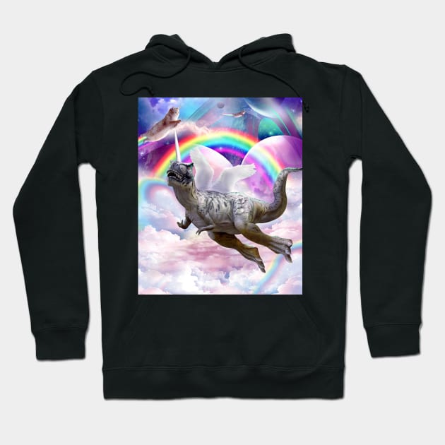 Rainbow Dinosaur Unicorn Dinocorn Hoodie by Random Galaxy